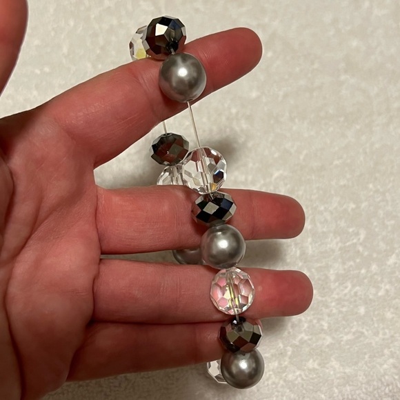 Silver black crystal elastic stretch bracelet beach coastal resort vintage! - Picture 6 of 7